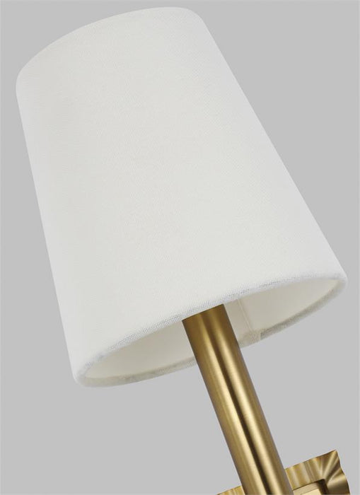 Generation Lighting Baxley Sconce Burnished Brass Finish With White Linen Fabric Shade (AW1051BBS)