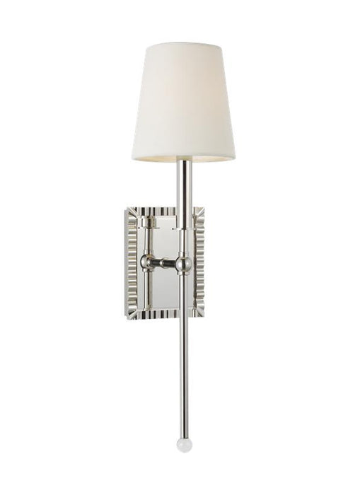 Generation Lighting Baxley Sconce Polished Nickel Finish With White Linen Fabric Shade (AW1051PN)