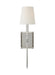 Generation Lighting Baxley Sconce Polished Nickel Finish With White Linen Fabric Shade (AW1051PN)