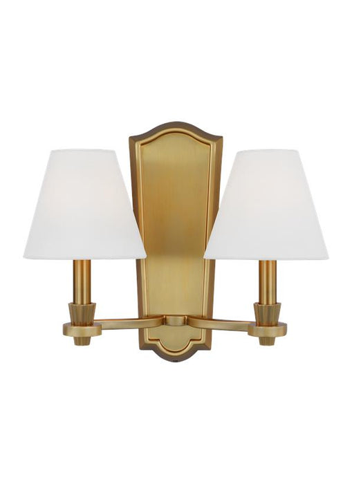 Generation Lighting Paisley Transitional Dimmable Indoor 2-Light Wall Sconce Fixture A Burnished Brass With White Linen Fabric Shades (AW1112BBS)