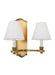 Generation Lighting Paisley Transitional Dimmable Indoor 2-Light Wall Sconce Fixture A Burnished Brass With White Linen Fabric Shades (AW1112BBS)