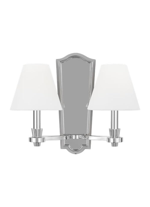 Generation Lighting Paisley Transitional Dimmable Indoor 2-Light Wall Sconce Fixture A Polished Nickel With White Linen Fabric Shades (AW1112PN)