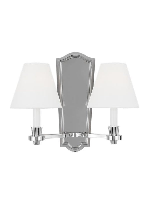Generation Lighting Paisley Transitional Dimmable Indoor 2-Light Wall Sconce Fixture A Polished Nickel With White Linen Fabric Shades (AW1112PN)