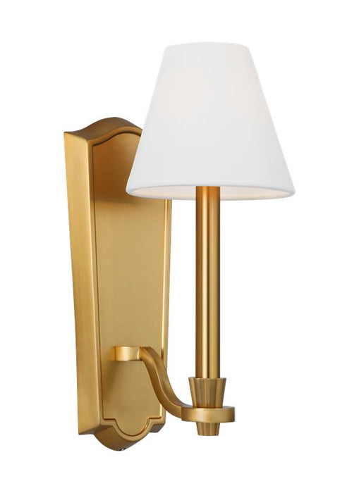 Generation Lighting Paisley Transitional Dimmable Indoor 1-Light Tail Sconce Fixture A Burnished Brass With White Linen Fabric Shades (AW1121BBS)