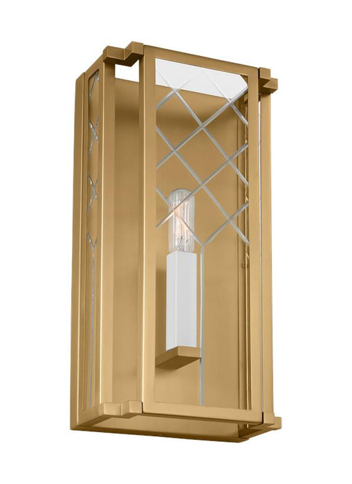 Generation Lighting Erro Transitional 1-Light Indoor Dimmable Medium Wall Lantern Sconce Burnished Brass Gold-Clear Glass Panels-A Diamond Cut Pattern (AW1161BBS)
