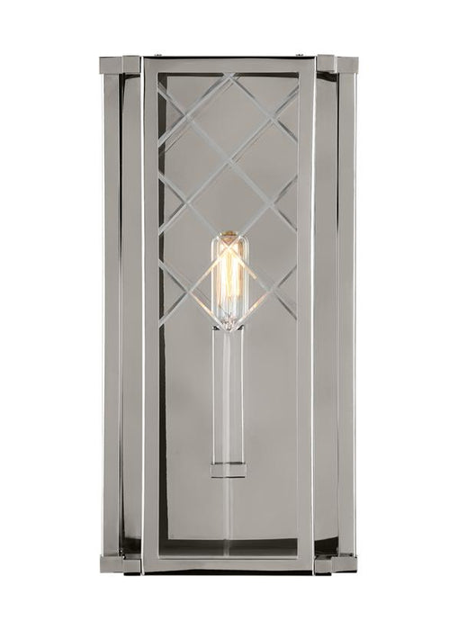 Generation Lighting Erro Transitional 1-Light Indoor Dimmable Medium Wall Lantern Sconce Polished Nickel Silver-Clear Glass Panels-A Diamond Cut Pattern (AW1161PN)