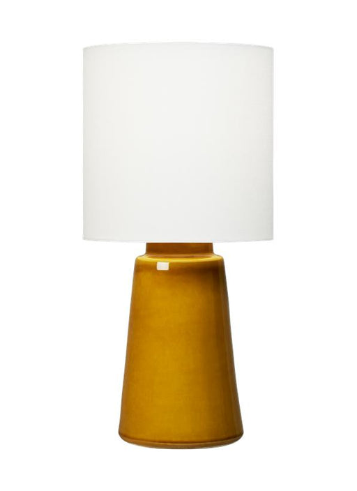 Generation Lighting Vessel Transitional 1-Light Indoor Medium Table Lamp In Olive Finish With White Linen Fabric Shade (BT1061OL1)