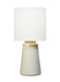 Generation Lighting Vessel Transitional 1-Light Indoor Medium Table Lamp In Shellish Grey Finish With White Linen Fabric Shade (BT1061SHG1)