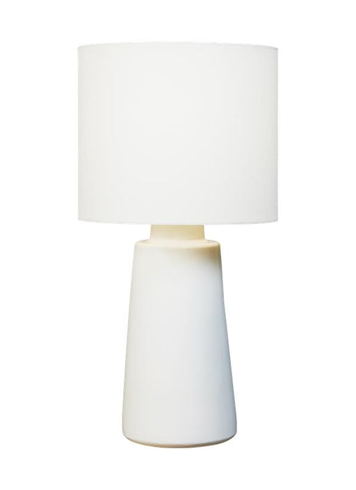 Generation Lighting Vessel Transitional 1-Light Indoor Large Table Lamp In New White Finish With White Linen Fabric Shade (BT1071NWH1)