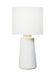 Generation Lighting Vessel Transitional 1-Light Indoor Large Table Lamp In New White Finish With White Linen Fabric Shade (BT1071NWH1)