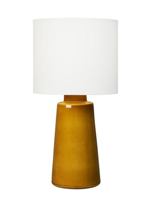 Generation Lighting Vessel Transitional 1-Light Indoor Large Table Lamp In Olive Finish With White Linen Fabric Shade (BT1071OL1)