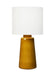 Generation Lighting Vessel Transitional 1-Light Indoor Large Table Lamp In Olive Finish With White Linen Fabric Shade (BT1071OL1)