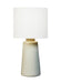Generation Lighting Vessel Transitional 1-Light Indoor Large Table Lamp In Shellish Grey Finish With White Linen Fabric Shade (BT1071SHG1)