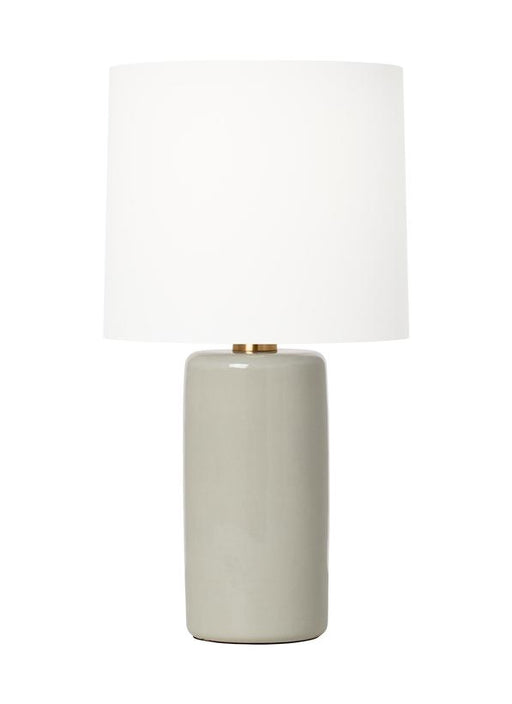 Generation Lighting Barbara Barry Shanghai 1-Light Table Lamp In Shellish Grey Finish With White Linen Fabric Shade (BT1101SHG1)