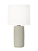 Generation Lighting Barbara Barry Shanghai 1-Light Table Lamp In Shellish Grey Finish With White Linen Fabric Shade (BT1101SHG1)