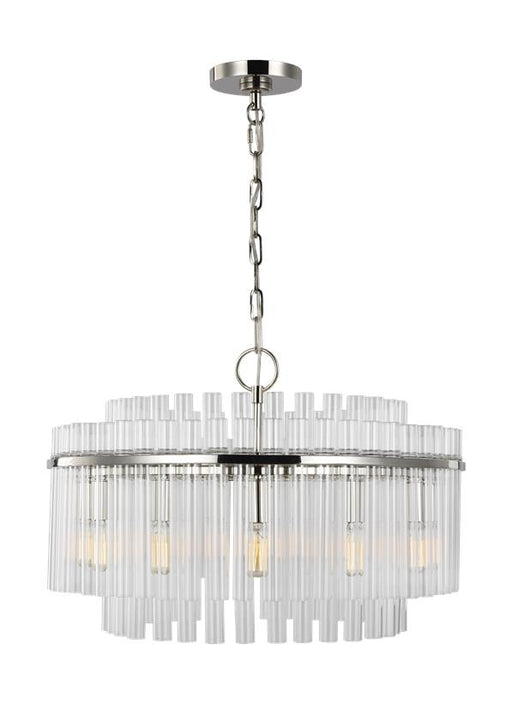 Generation Lighting Beckett Medium Chandelier Polished Nickel Finish With Clear Glass Shades And Clear Glass Shades (CC12812PN)