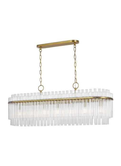 Generation Lighting Beckett Linear Chandelier Burnished Brass Finish With Clear Glass Shades And Clear Glass Shades (CC1307BBS)