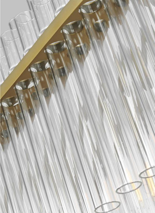 Generation Lighting Beckett Linear Chandelier Burnished Brass Finish With Clear Glass Shades And Clear Glass Shades (CC1307BBS)