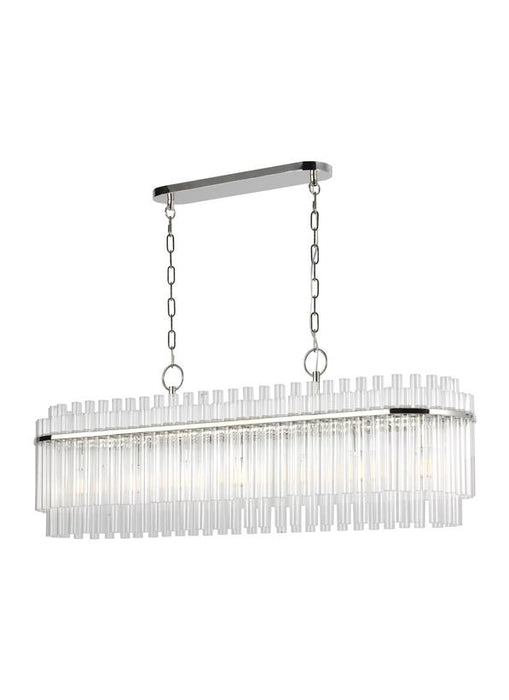 Generation Lighting Beckett Linear Chandelier Polished Nickel Finish With Clear Glass Shades And Clear Glass Shades (CC1307PN)