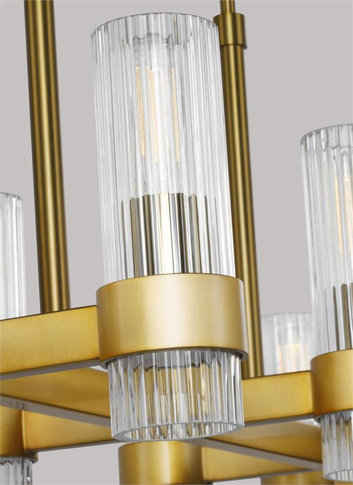 Generation Lighting Geneva Linear Chandelier Burnished Brass Finish With Clear Glass Shades And Clear Glass Shades (CC13810BBS)