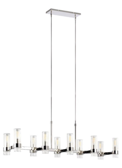 Generation Lighting Geneva Linear Chandelier Polished Nickel Finish With Clear Glass Shades And Clear Glass Shades (CC13810PN)