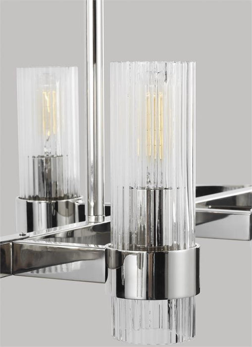 Generation Lighting Geneva Linear Chandelier Polished Nickel Finish With Clear Glass Shades And Clear Glass Shades (CC13810PN)