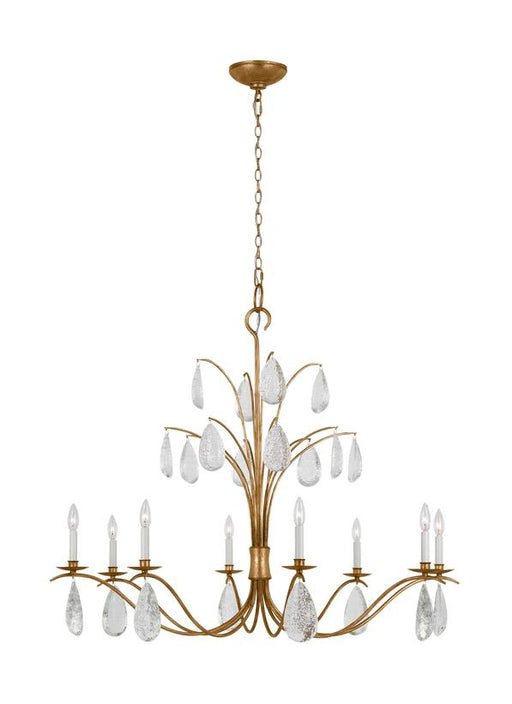 Generation Lighting Shannon Traditional 8-Light Indoor Dimmable Extra Large Ceiling Chandelier Antique Gild Rustic Gold-Textured Crystal Drop Glass (CC1598ADB)