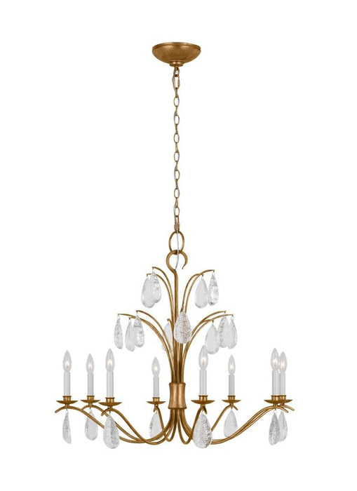 Generation Lighting Shannon Traditional 8-Light Indoor Dimmable Large Ceiling Chandelier Antique Gild Rustic Gold-Textured Crystal Drop Glass (CC1608ADB)