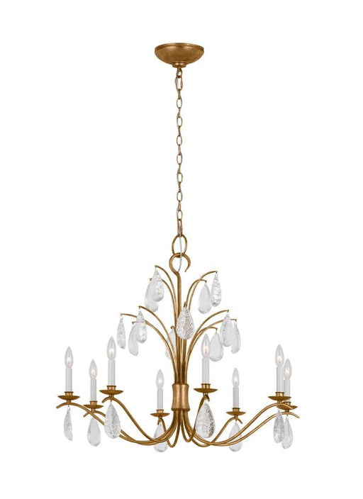 Generation Lighting Shannon Traditional 8-Light Indoor Dimmable Large Ceiling Chandelier Antique Gild Rustic Gold-Textured Crystal Drop Glass (CC1608ADB)