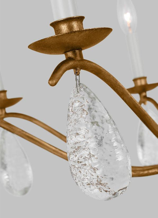 Generation Lighting Shannon Traditional 8-Light Indoor Dimmable Large Ceiling Chandelier Antique Gild Rustic Gold-Textured Crystal Drop Glass (CC1608ADB)