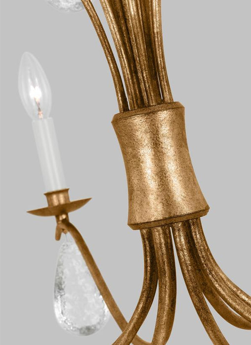 Generation Lighting Shannon Traditional 8-Light Indoor Dimmable Large Ceiling Chandelier Antique Gild Rustic Gold-Textured Crystal Drop Glass (CC1608ADB)