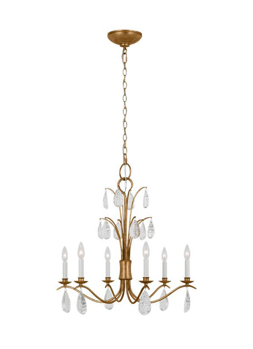 Generation Lighting Shannon Traditional 6-Light Indoor Dimmable Medium Ceiling Chandelier Antique Gild Rustic Gold-Textured Crystal Drop Glass (CC1616ADB)