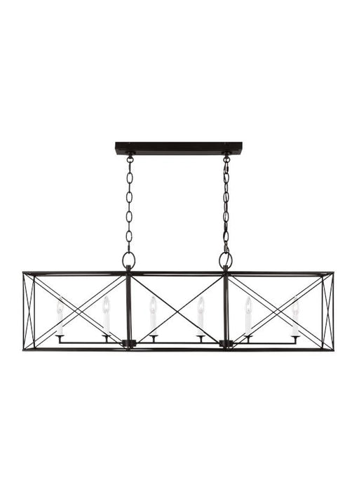 Generation Lighting Beatrix Transitional 6-Light Indoor Dimmable Large Linear Lantern Pendant In Aged Iron Finish (CC1646AI)
