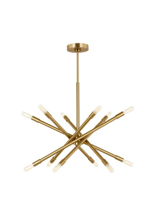 Generation Lighting Eastyn Modern 12-Light Indoor Dimmable Large Chandelier In Burnished Brass Gold Finish (CC16712BBS)
