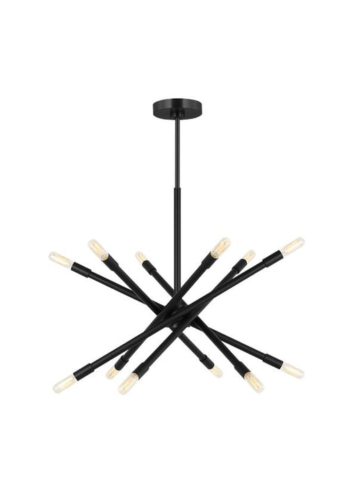Generation Lighting Eastyn Modern 12-Light Indoor Dimmable Large Chandelier In Midnight Black Finish (CC16712MBK)