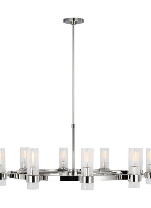 Generation Lighting Geneva Mid-Century 8-Light Indoor Dimmable Large Chandelier In Polished Nickel Silver Finish With Clear Glass Shades (CC16810PN)