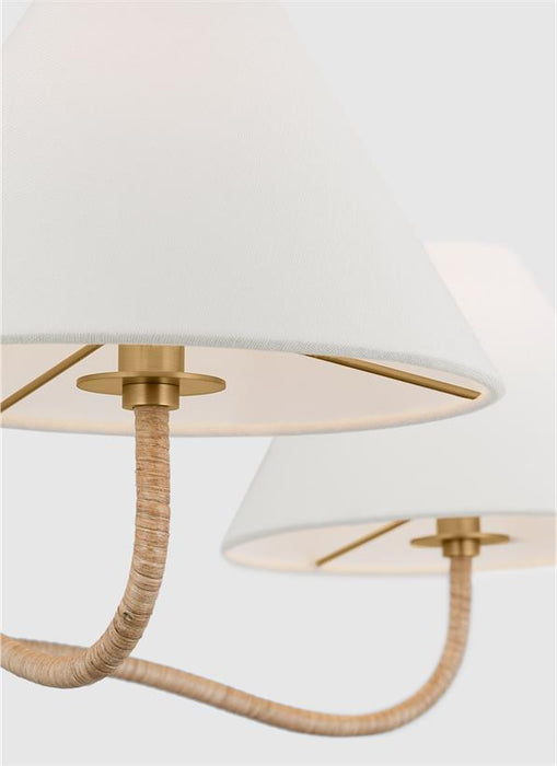 Generation Lighting Chapman And Myers Laguna 4-Light Dimmable Chandelier Ceiling Light In Burnished Brass Finish With White Linen Fabric Shades (CC1704BBS)