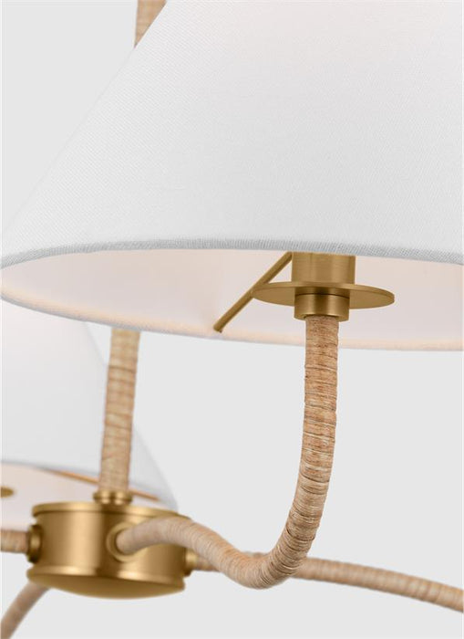 Generation Lighting Chapman And Myers Laguna 4-Light Dimmable Chandelier Ceiling Light In Burnished Brass Finish With White Linen Fabric Shades (CC1704BBS)