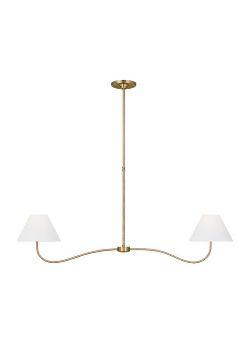 Generation Lighting Chapman And Myers Laguna 2-Light Dimmable Chandelier Ceiling Light In Burnished Brass Finish With White Linen Fabric Shades (CC1712BBS)