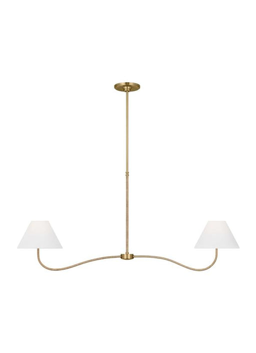 Generation Lighting Chapman And Myers Laguna 2-Light Dimmable Chandelier Ceiling Light In Burnished Brass Finish With White Linen Fabric Shades (CC1712BBS)