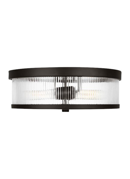 Generation Lighting Geneva Mid-Century 2-Light Indoor Dimmable Flush Mount Ceiling Light In Aged Iron Finish With Clear Glass Shade (CF1052AI)