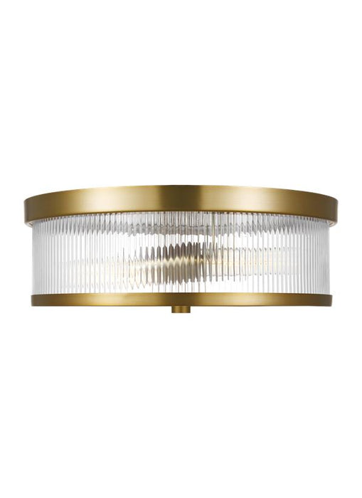 Generation Lighting Geneva Flush Mount Burnished Brass Finish With White Glass Diffuser And Clear Glass Shade (CF1052BBS)