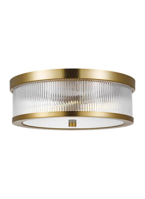 Generation Lighting Geneva Flush Mount Burnished Brass Finish With White Glass Diffuser And Clear Glass Shade (CF1052BBS)