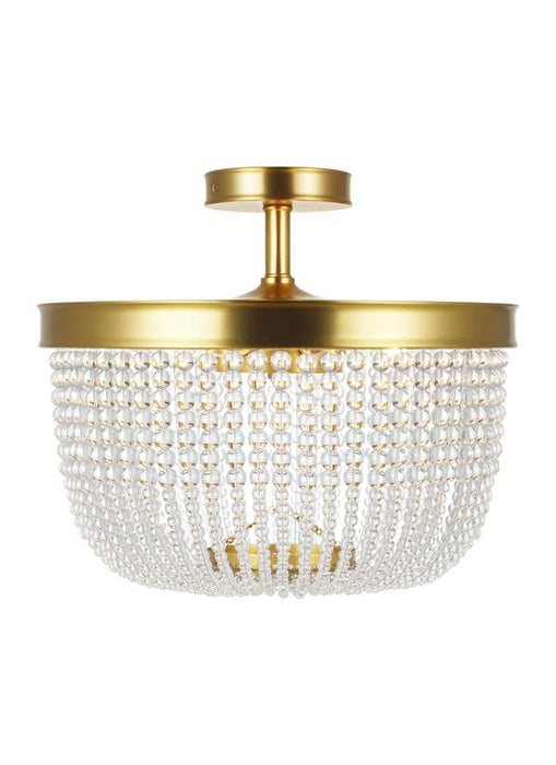 Generation Lighting Summerhill Semi Flush Mount Burnished Brass Finish With Clear Crystal Beads (CF1076BBS)