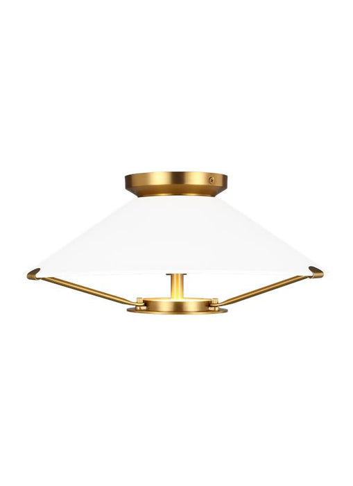 Generation Lighting Ultra-Light Flush Mount Burnished Brass Finish With Frosted Acrylic Diffuser And Matte White Steel Shade (CF1091BBS)