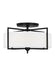 Generation Lighting Perno Mid-Century 3-Light Indoor Dimmable Large Ceiling Semi-Flush Mount Aged Iron Grey With White Linen Fabric Shade (CF1113AI)