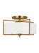 Generation Lighting Perno Mid-Century 3-Light Indoor Dimmable Large Ceiling Semi-Flush Mount Burnished Brass Gold-White Linen Fabric Shade (CF1113BBS)