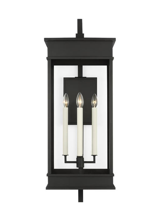 Generation Lighting Cupertino Transitional 4-Light Outdoor Extra Large Bracket Wall Lantern Sconce Light Textured Black-Clear Glass Panels (CO1434TXB)