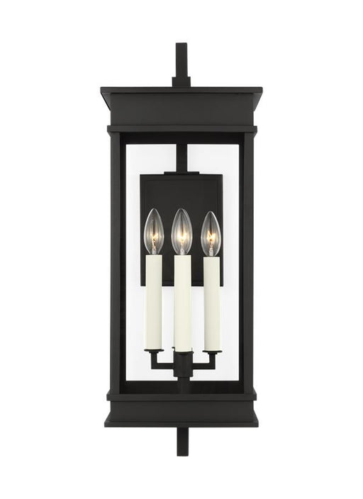 Generation Lighting Cupertino Transitional 4-Light Outdoor Large Bracket Wall Lantern Sconce Light Textured Black With Clear Glass Panels (CO1444TXB)