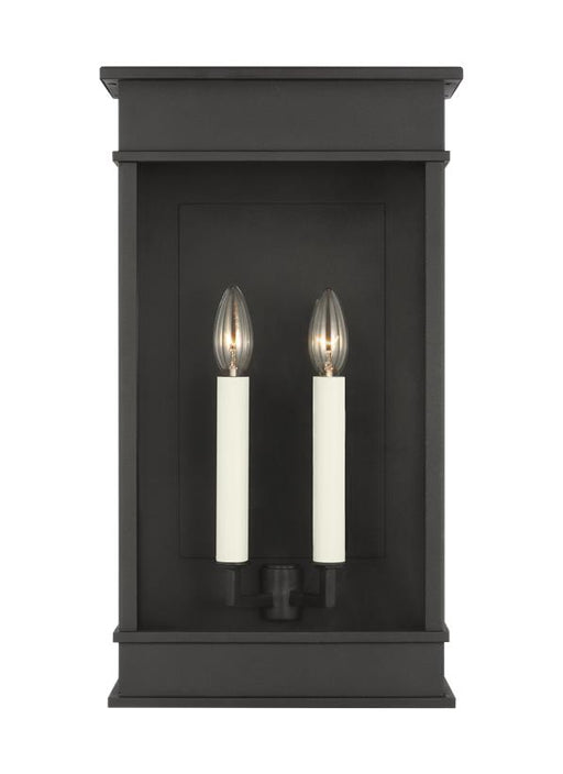 Generation Lighting Cupertino Transitional 2-Light Outdoor Extra Large Wall Lantern Sconce Light Textured Black With Clear Glass Panels (CO1472TXB)